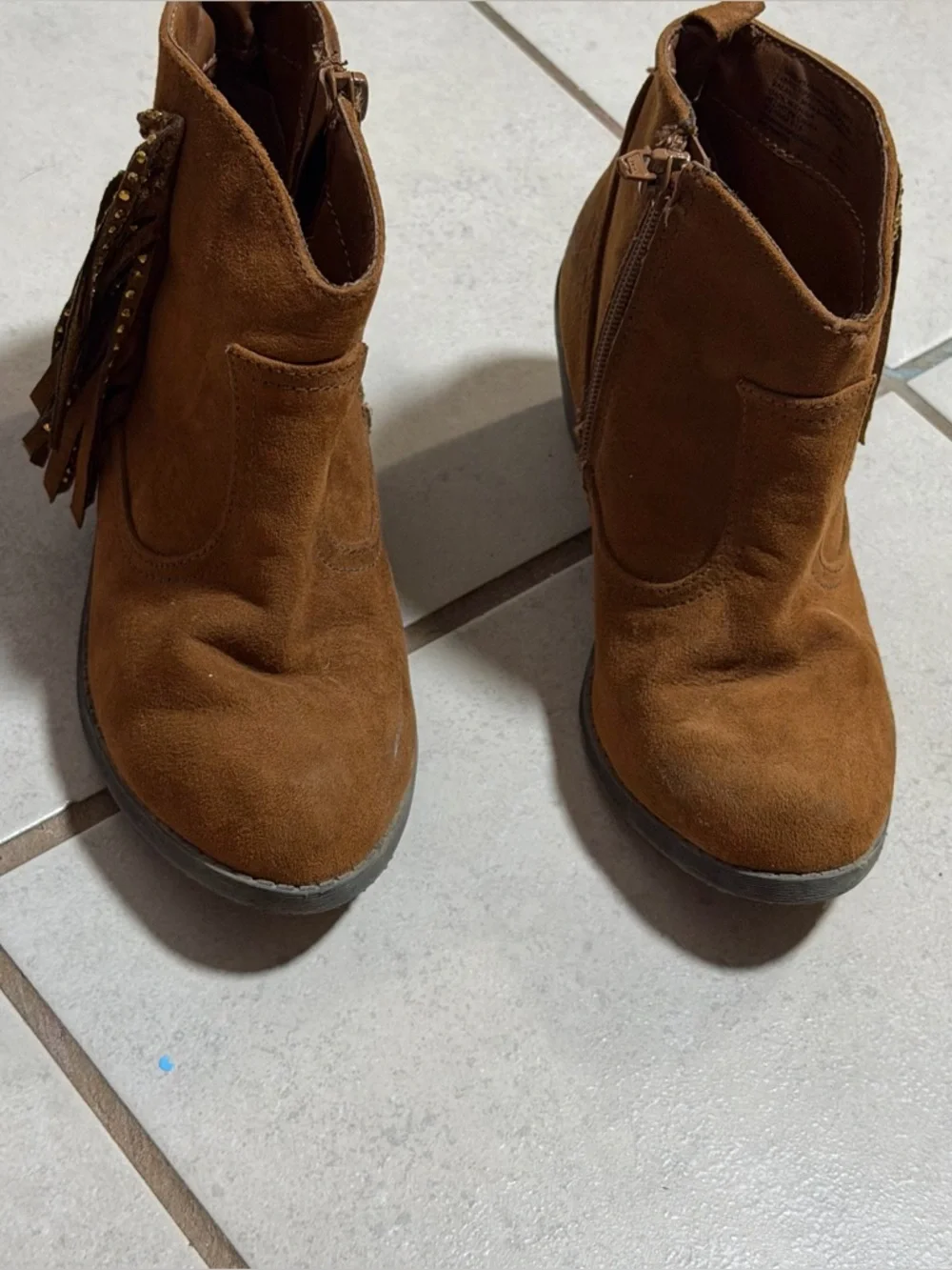 Wonder‎ Nation Kids Girl Brown Suede Fringe Ankle Boots Western size 1